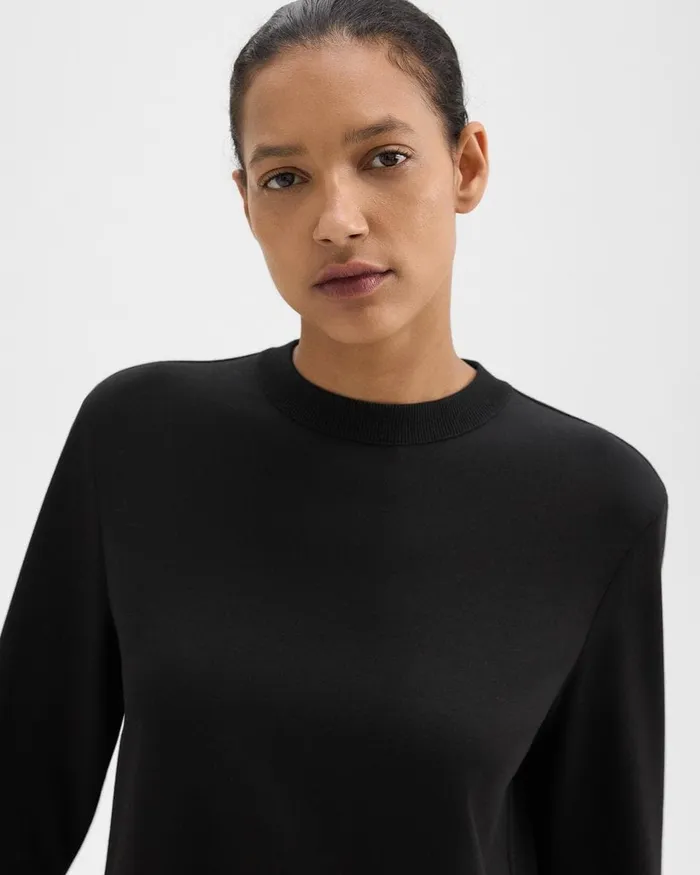 Women TShirts Tank Tops Theory ALine Sweatshirt In DoubleKnit Jersey Black