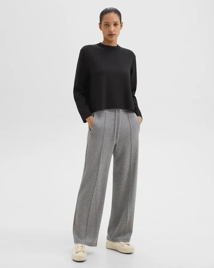 Women TShirts Tank Tops Theory ALine Sweatshirt In DoubleKnit Jersey Black