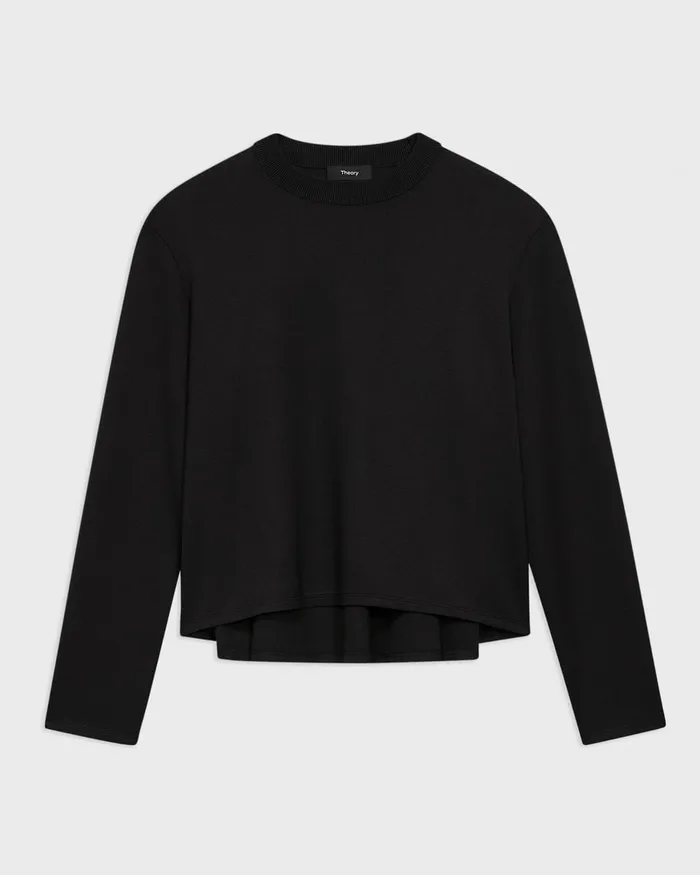 Women TShirts Tank Tops Theory ALine Sweatshirt In DoubleKnit Jersey Black