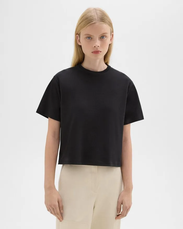 Women TShirts Tank Tops Theory Boxy Tee In Cotton Jersey Black