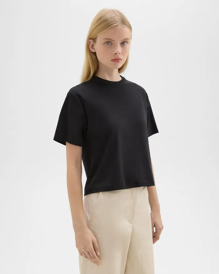 Women TShirts Tank Tops Theory Boxy Tee In Cotton Jersey Black