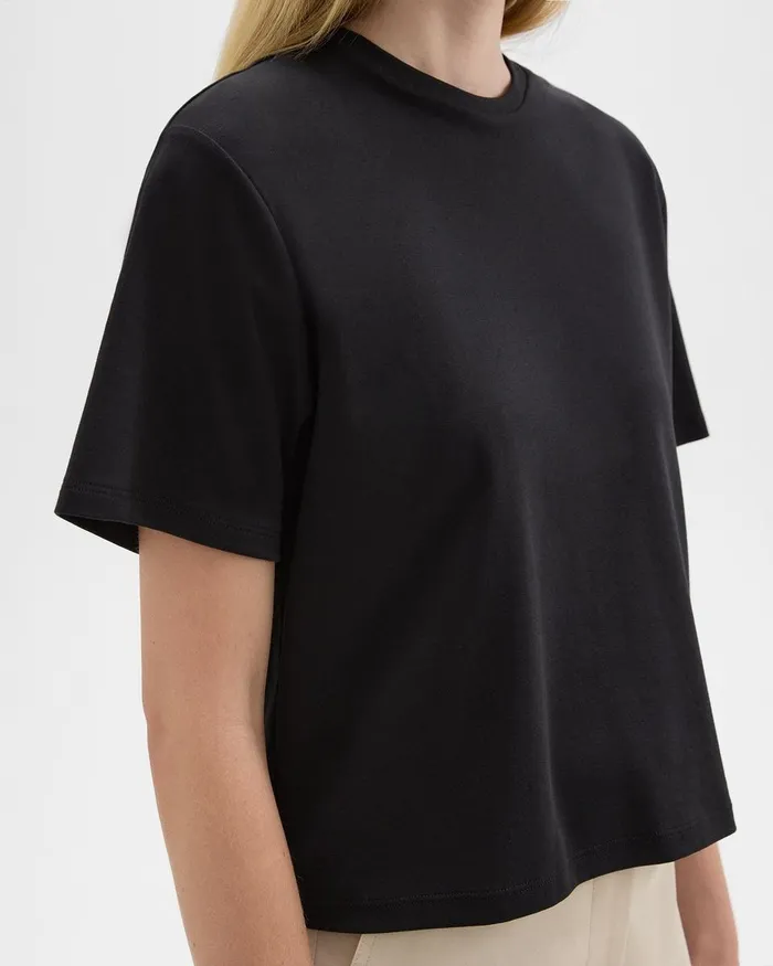 Women TShirts Tank Tops Theory Boxy Tee In Cotton Jersey Black