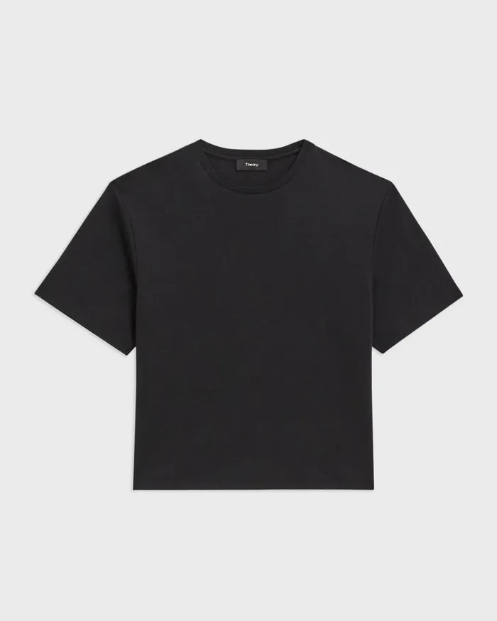 Women TShirts Tank Tops Theory Boxy Tee In Cotton Jersey Black