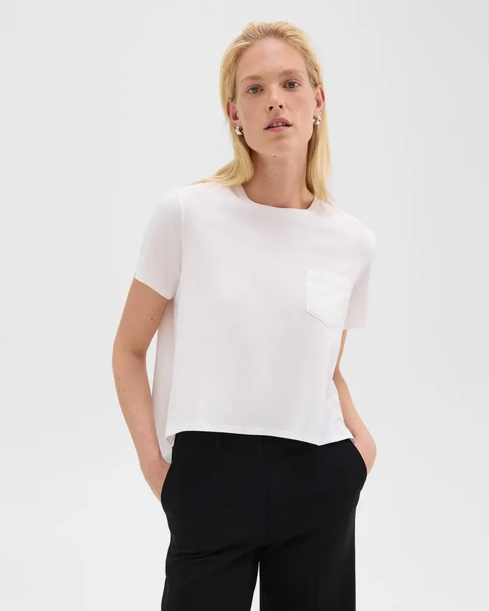 Women TShirts Tank Tops Theory Relaxed Tee In Organic Cotton White