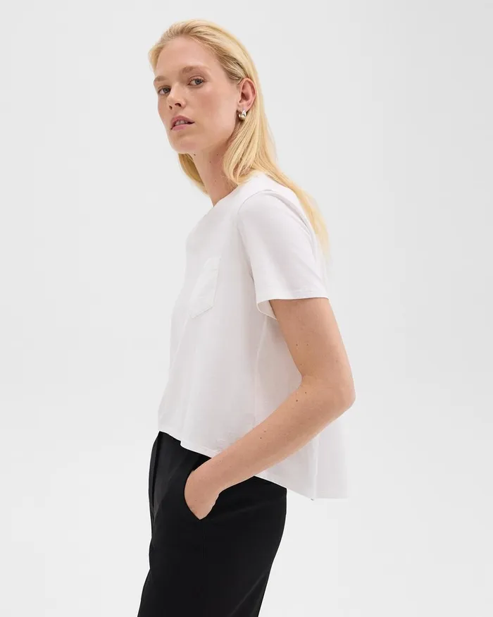 Women TShirts Tank Tops Theory Relaxed Tee In Organic Cotton White