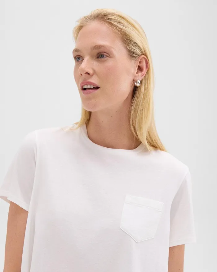 Women TShirts Tank Tops Theory Relaxed Tee In Organic Cotton White