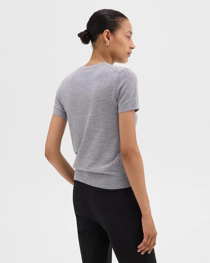 Women TShirts Tank Tops Theory Sweater Tee In Regal Wool Cool Heather Grey