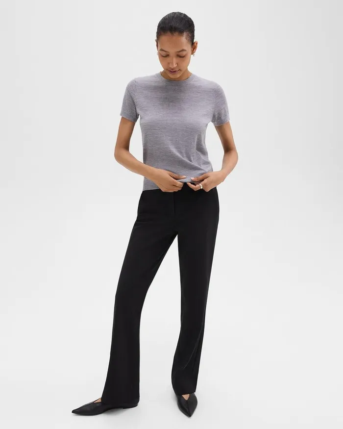 Women TShirts Tank Tops Theory Sweater Tee In Regal Wool Cool Heather Grey