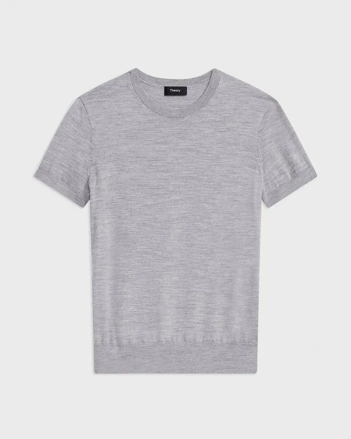 Women TShirts Tank Tops Theory Sweater Tee In Regal Wool Cool Heather Grey