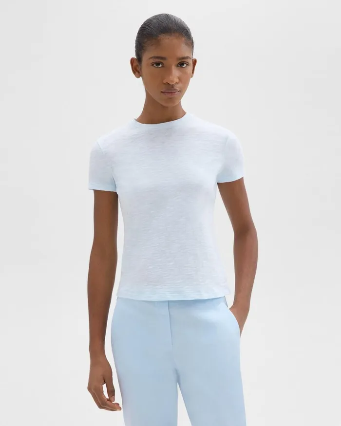 Women TShirts Tank Tops Theory Tiny Tee In Organic Slub Cotton Skylight