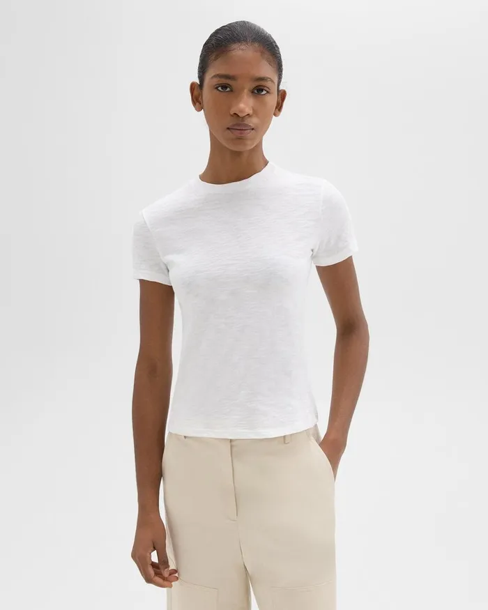 Women TShirts Tank Tops Theory Tiny Tee In Organic Slub Cotton White