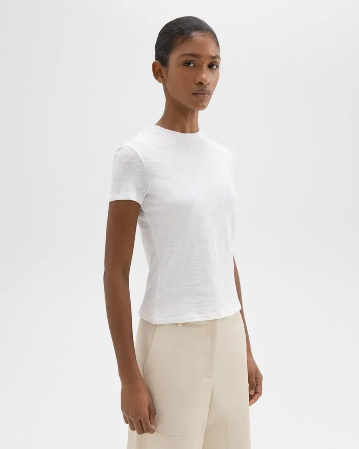 Women TShirts Tank Tops Theory Tiny Tee In Organic Slub Cotton White