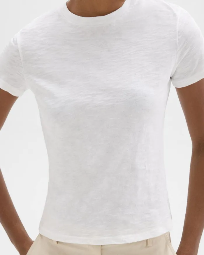 Women TShirts Tank Tops Theory Tiny Tee In Organic Slub Cotton White