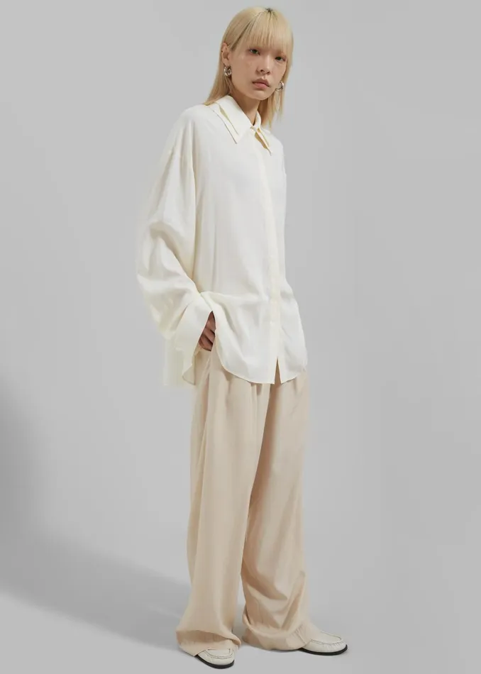 Women Tali Double Collar Shirt 8211 Ivory The Frankie Shop Tops