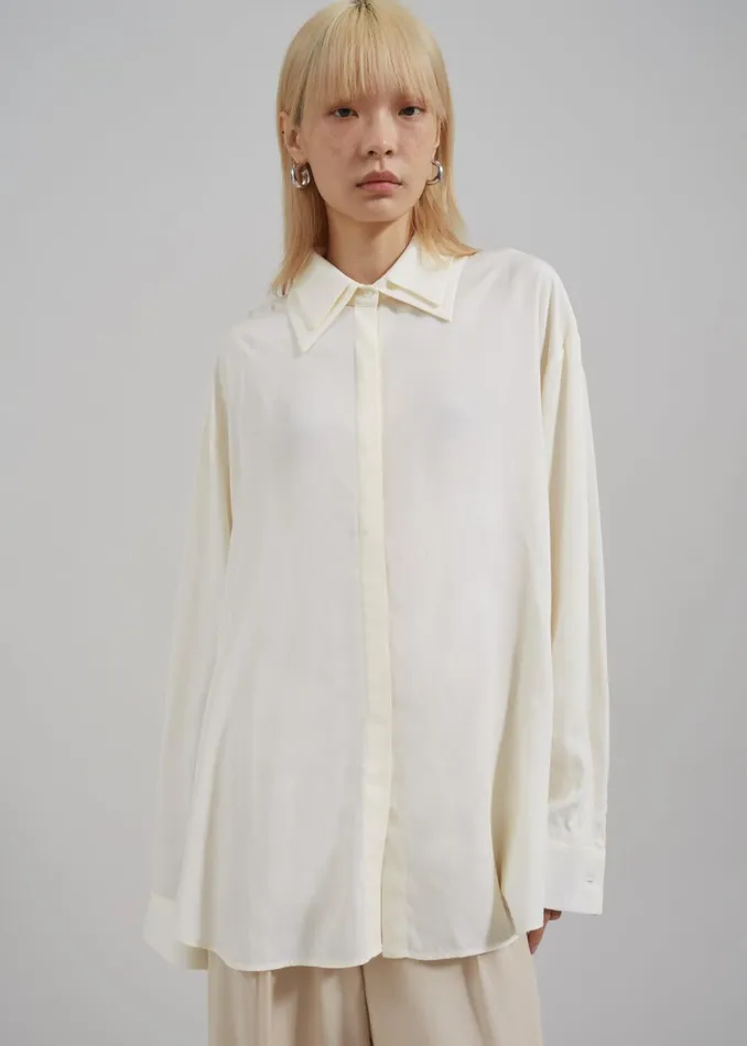 Women Tali Double Collar Shirt 8211 Ivory The Frankie Shop Tops