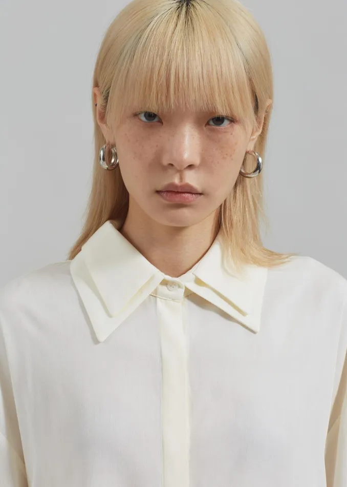 Women Tali Double Collar Shirt 8211 Ivory The Frankie Shop Tops