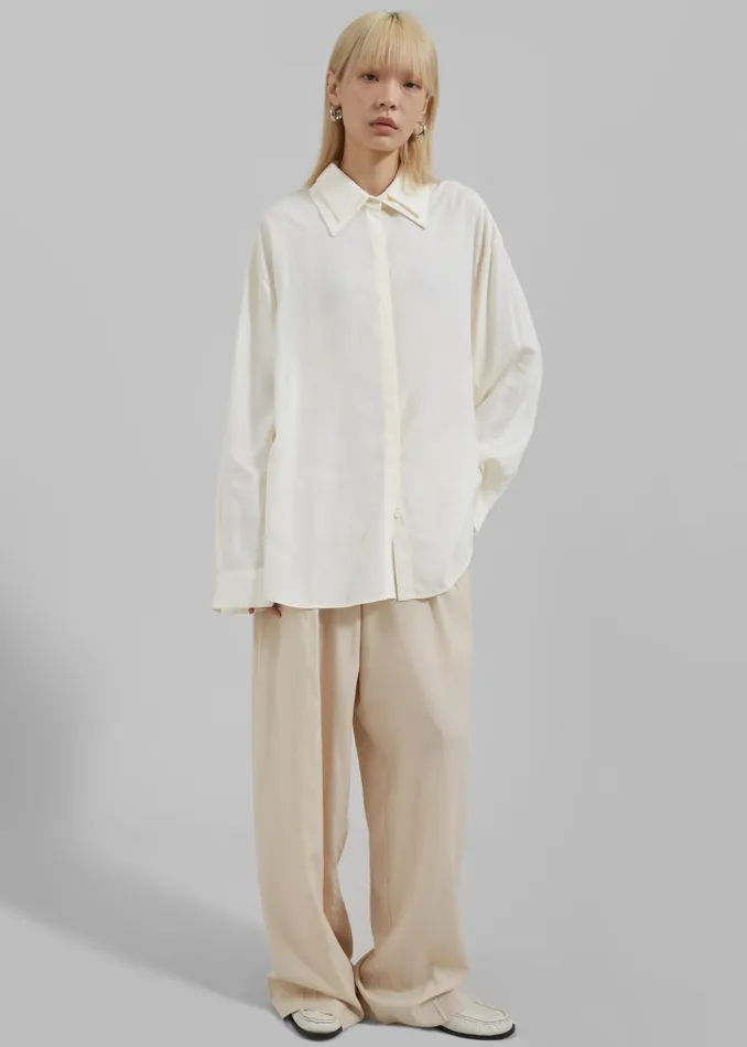 Women Tali Double Collar Shirt 8211 Ivory The Frankie Shop Tops