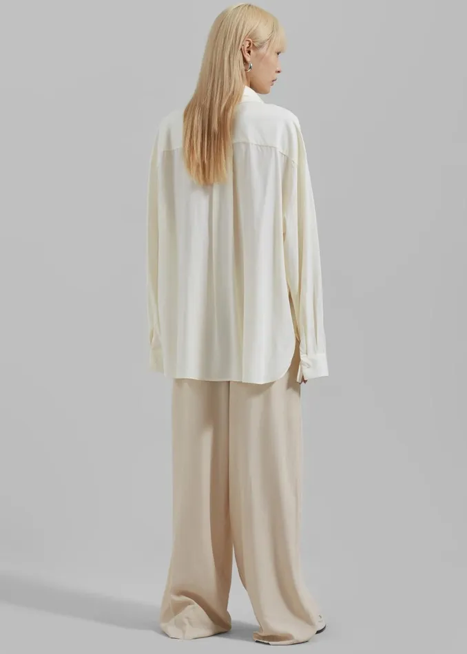 Women Tali Double Collar Shirt 8211 Ivory The Frankie Shop Tops