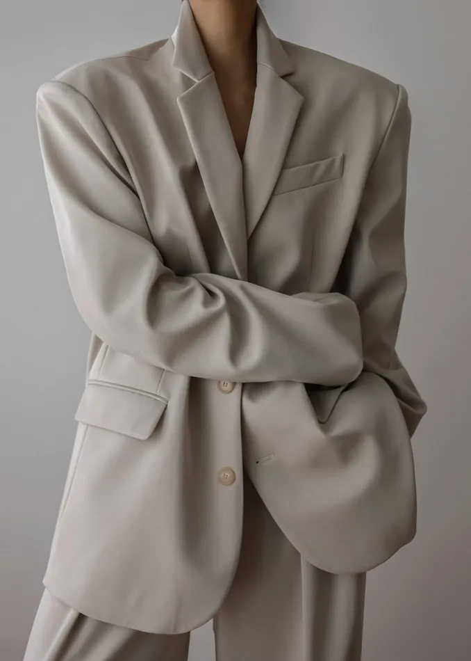 Women Tansy Oversized Blazer 8211 Beige The Frankie Shop Outerwear