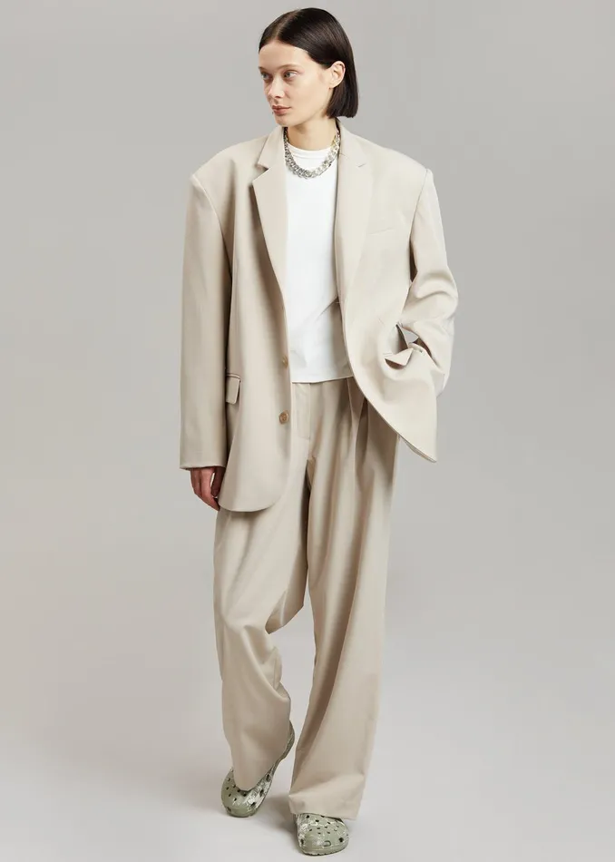 Women Tansy Oversized Blazer 8211 Beige The Frankie Shop Outerwear