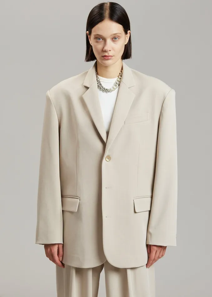 Women Tansy Oversized Blazer 8211 Beige The Frankie Shop Outerwear