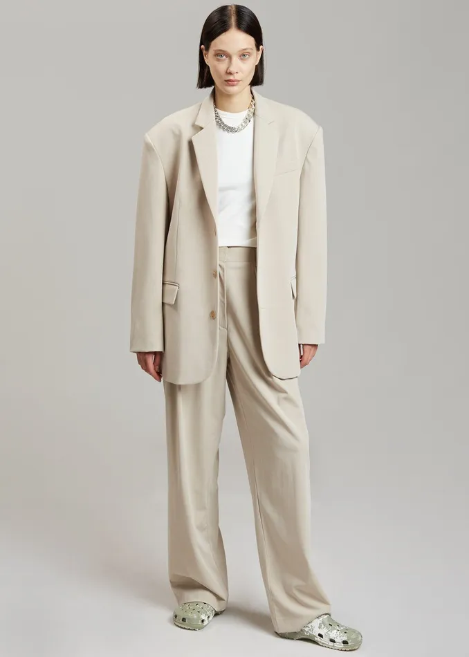 Women Tansy Oversized Blazer 8211 Beige The Frankie Shop Outerwear