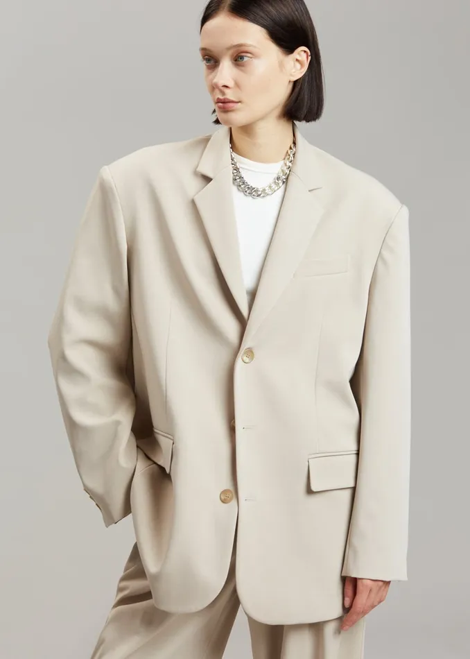 Women Tansy Oversized Blazer 8211 Beige The Frankie Shop Outerwear
