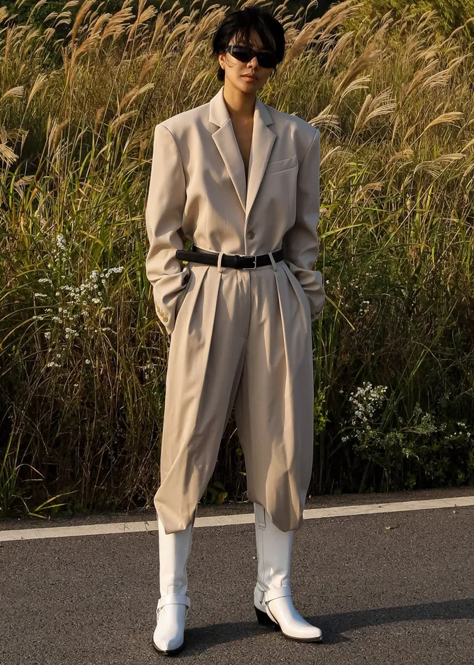 Women Tansy Oversized Blazer 8211 Beige The Frankie Shop Outerwear