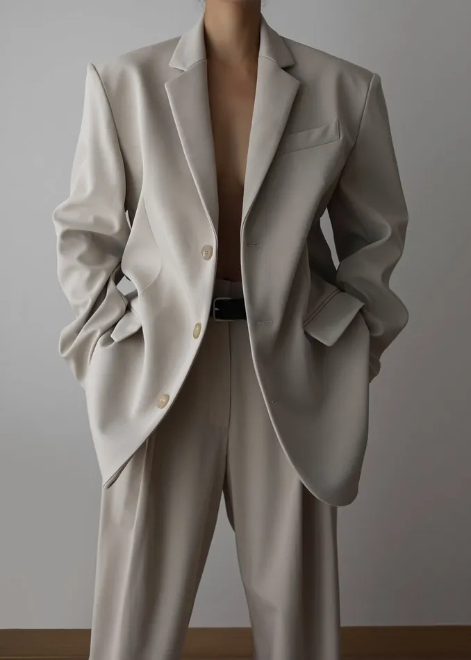 Women Tansy Oversized Blazer 8211 Beige The Frankie Shop Outerwear