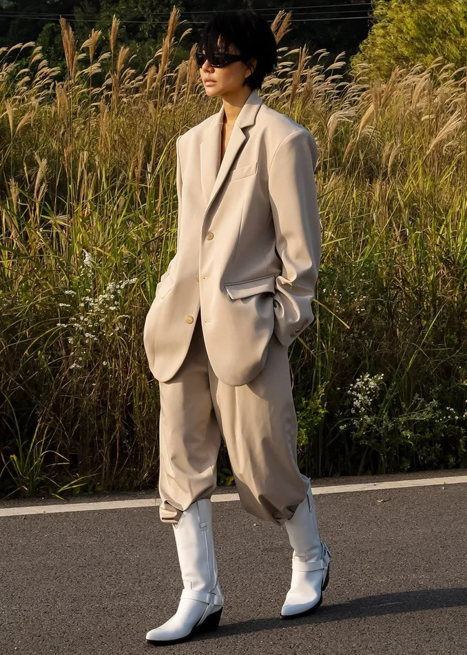 Women Tansy Oversized Blazer 8211 Beige The Frankie Shop Outerwear
