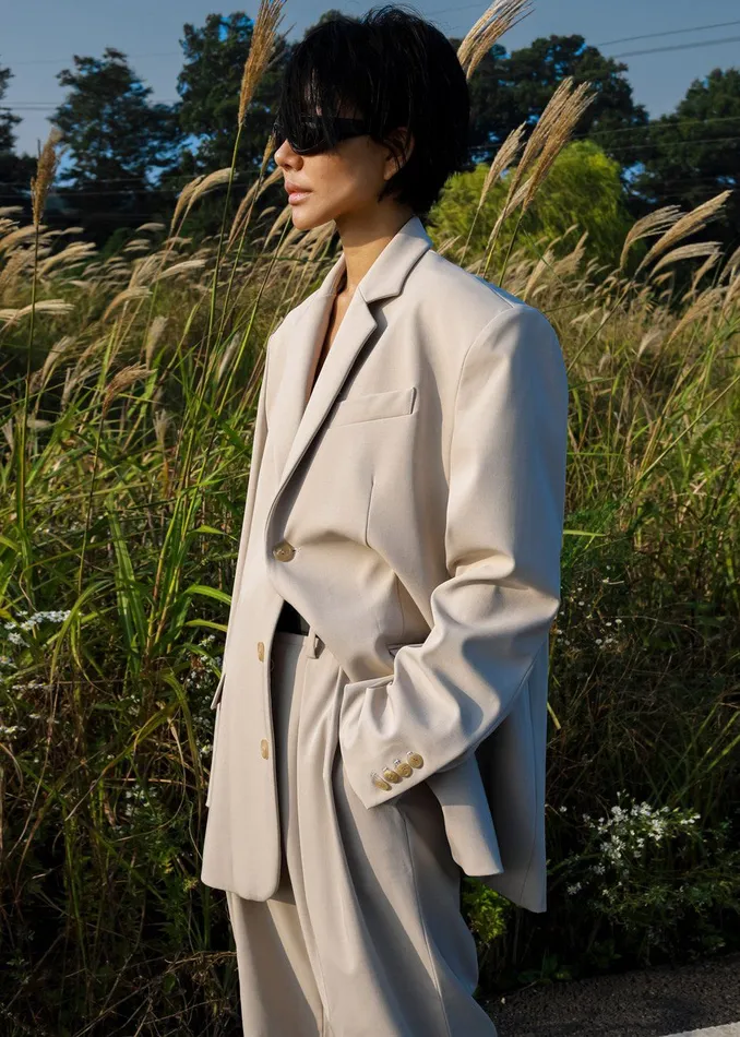 Women Tansy Oversized Blazer 8211 Beige The Frankie Shop Outerwear