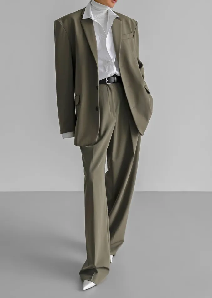 Women Tansy Oversized Blazer 8211 Olive The Frankie Shop Outerwear