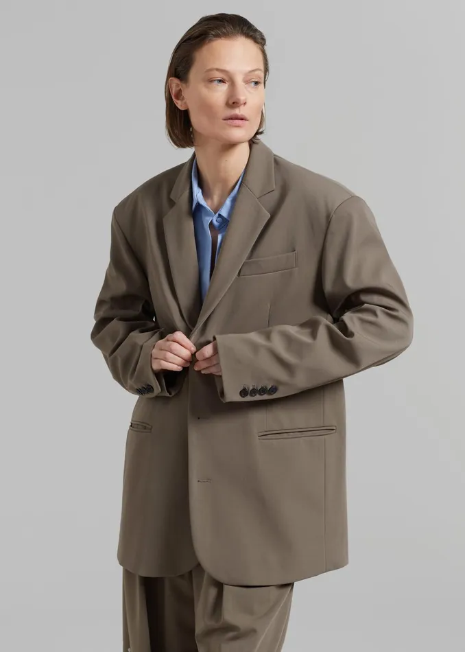 Women Tansy Oversized Blazer 8211 Olive The Frankie Shop Outerwear