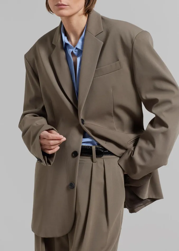 Women Tansy Oversized Blazer 8211 Olive The Frankie Shop Outerwear