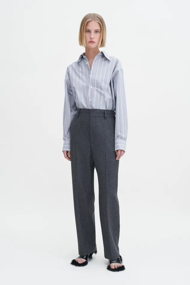 Women Tapered Flannel Trousers Anthracite Melange Filippa K Trousers