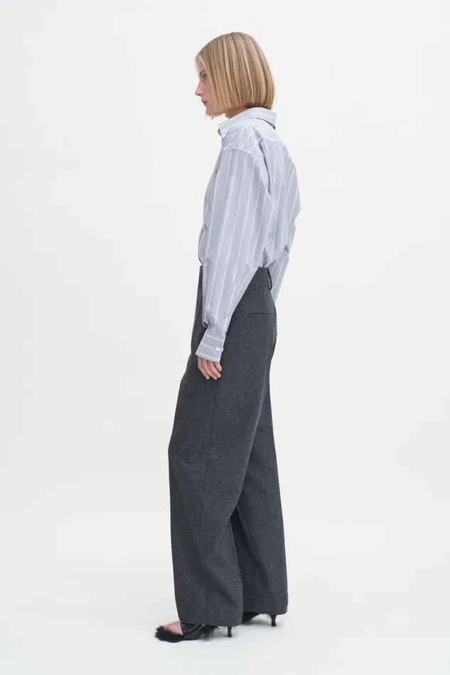 Women Tapered Flannel Trousers Anthracite Melange Filippa K Trousers