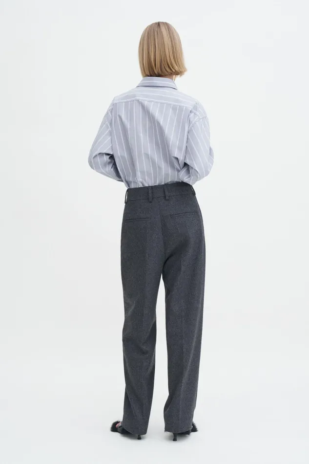 Women Tapered Flannel Trousers Anthracite Melange Filippa K Trousers