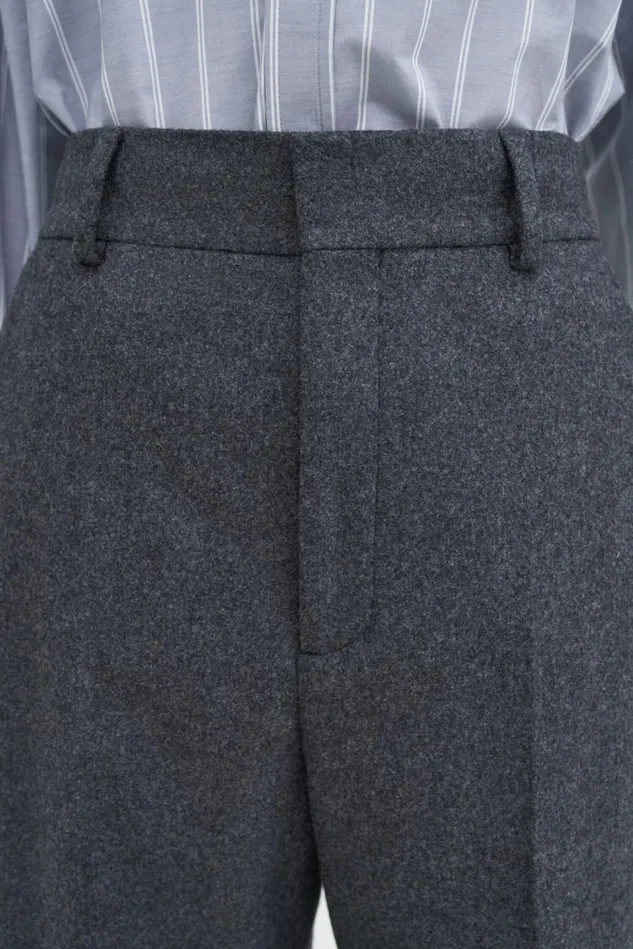 Women Tapered Flannel Trousers Anthracite Melange Filippa K Trousers