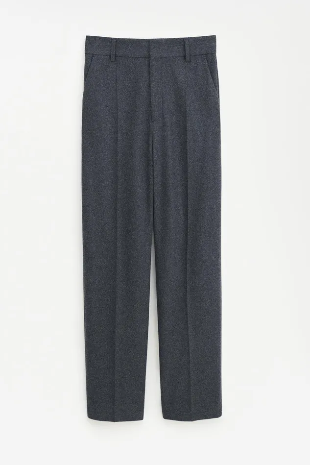 Women Tapered Flannel Trousers Anthracite Melange Filippa K Trousers