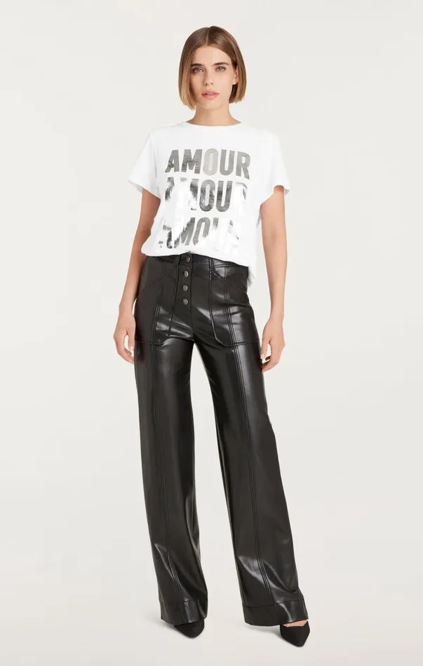 Women Tees and Pullovers Cinq Sept Amour Amour Amour Foiled Tee Whitesilver