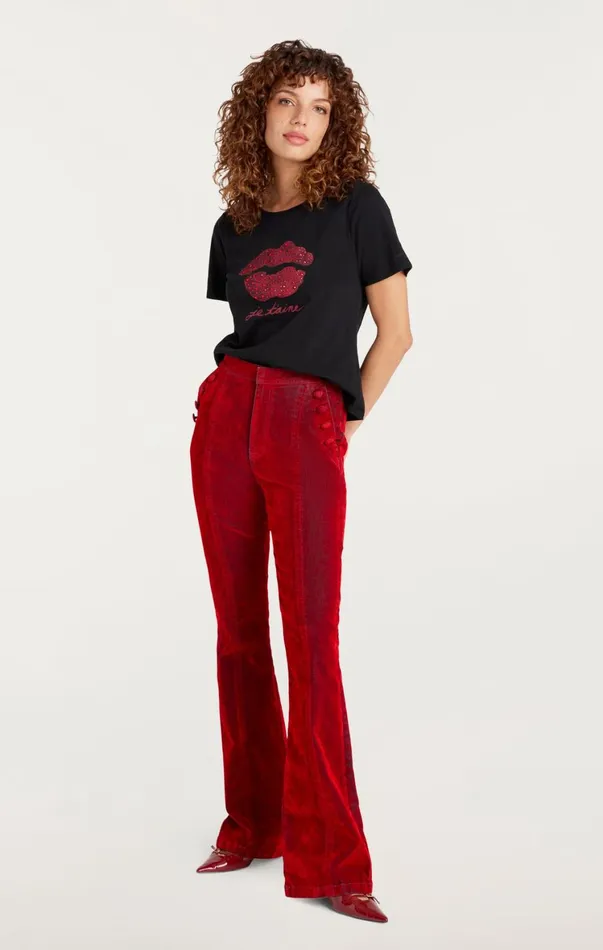 Women Tees and Pullovers Cinq Sept Kisses Je Taime Shrunken Tee Blackrosewood