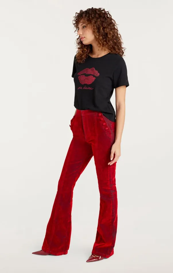 Women Tees and Pullovers Cinq Sept Kisses Je Taime Shrunken Tee Blackrosewood