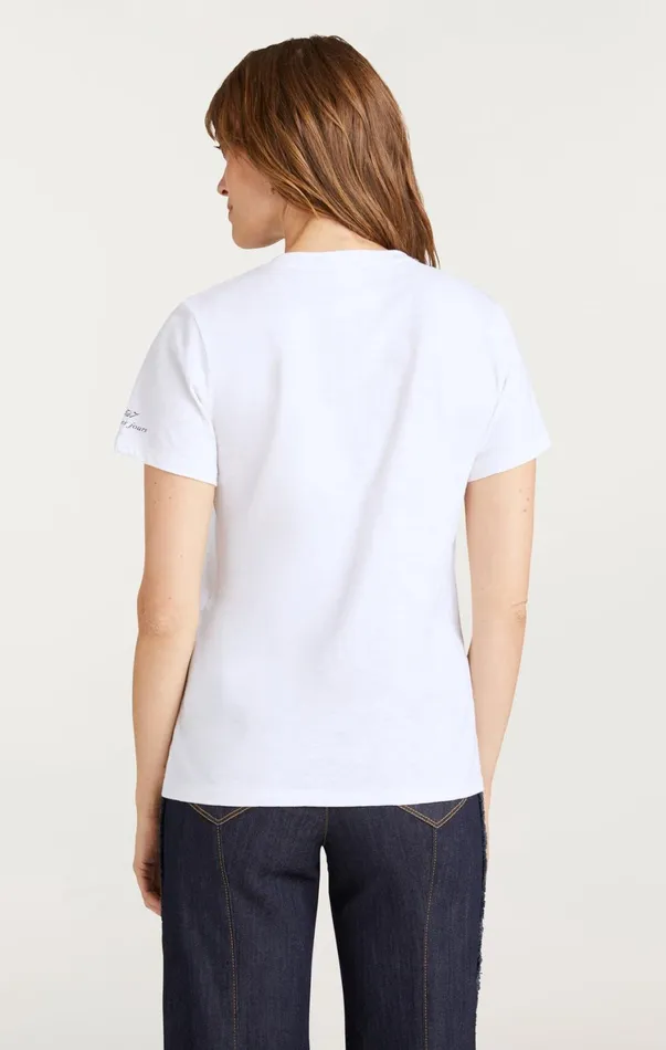 Women Tees and Pullovers Cinq Sept Pailette Applique Bonjour Tee Whitemulti