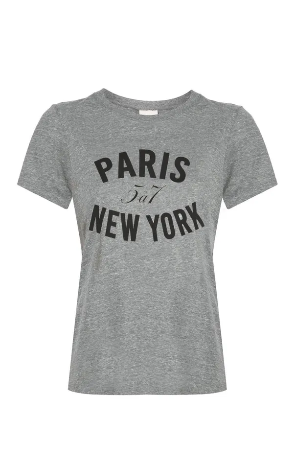 Women Tees and Pullovers Cinq Sept Paris New York Tee Heather Greyblack