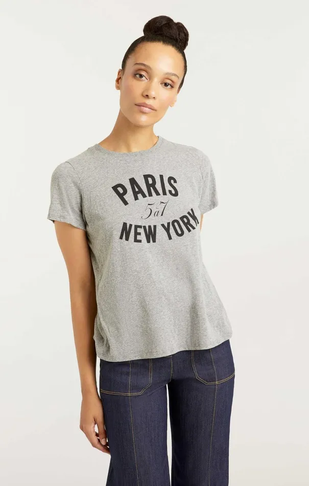 Women Tees and Pullovers Cinq Sept Paris New York Tee Heather Greyblack