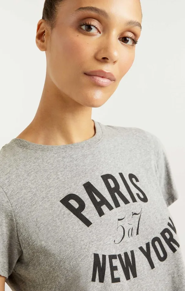 Women Tees and Pullovers Cinq Sept Paris New York Tee Heather Greyblack