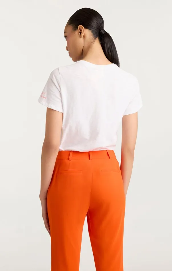 Women Tees and Pullovers Cinq Sept Pop Up Merci Merci Merci Tee Whitecherry Tomato