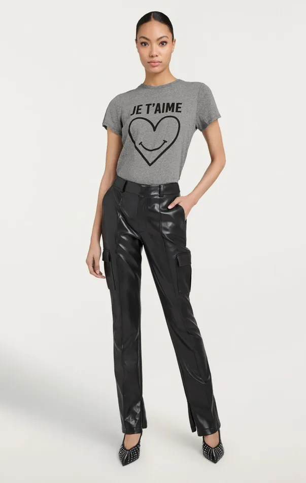Women Tees and Pullovers Cinq Sept Smiling Heart Tee Heather Greyblack