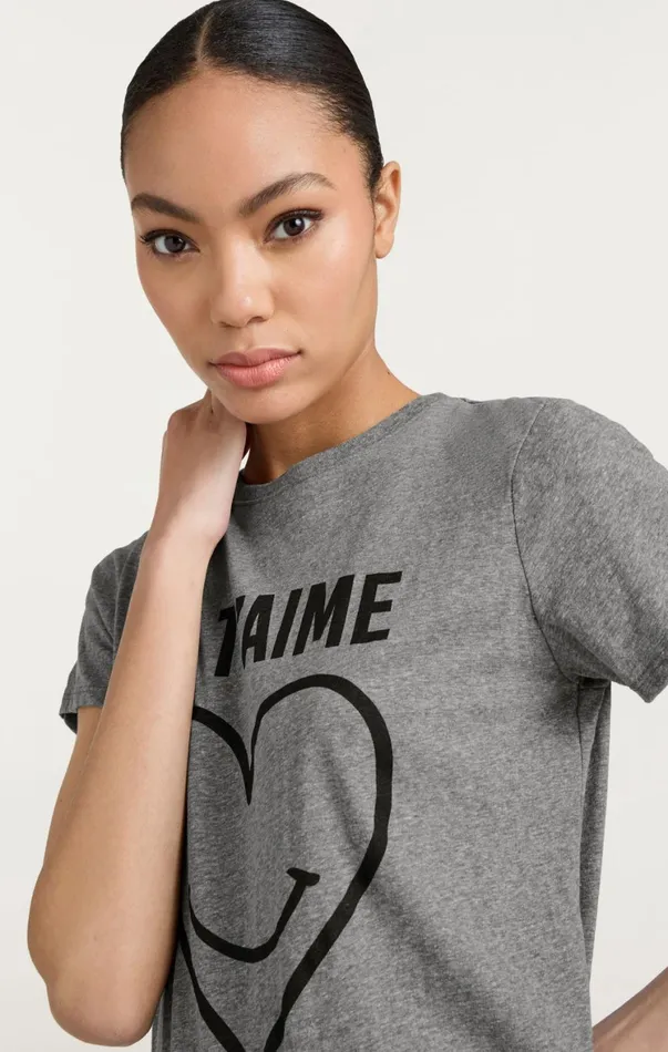 Women Tees and Pullovers Cinq Sept Smiling Heart Tee Heather Greyblack