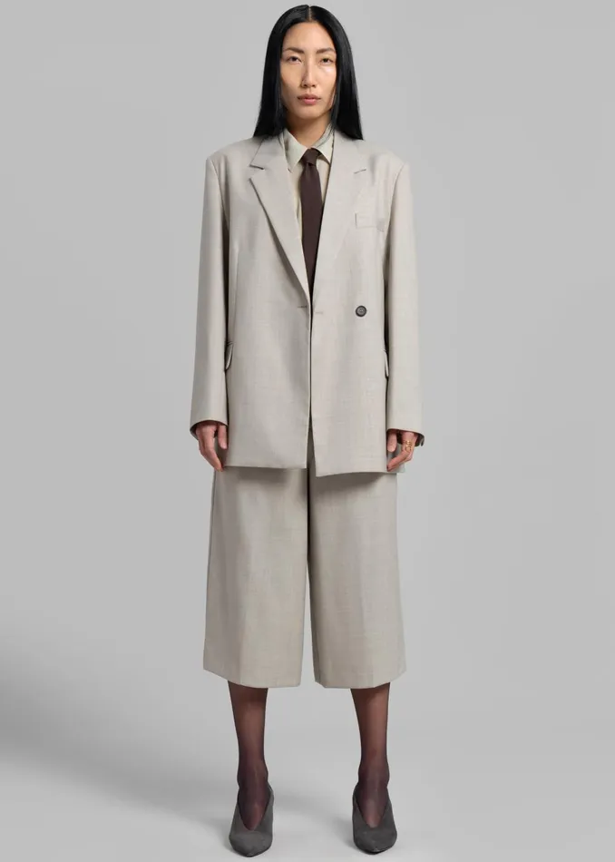 Women Tessa Wool Blazer 8211 Beige The Frankie Shop Outerwear